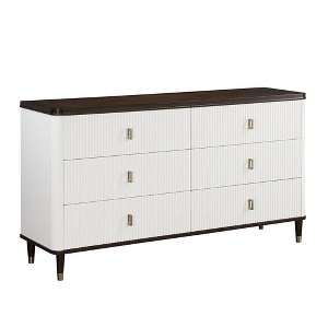 Acme Furniture 66.5" Carena Decorative Storage Drawer White & Brown Finish: 5-Drawer Wood Composite, No Assembly Required - 1 of 4
