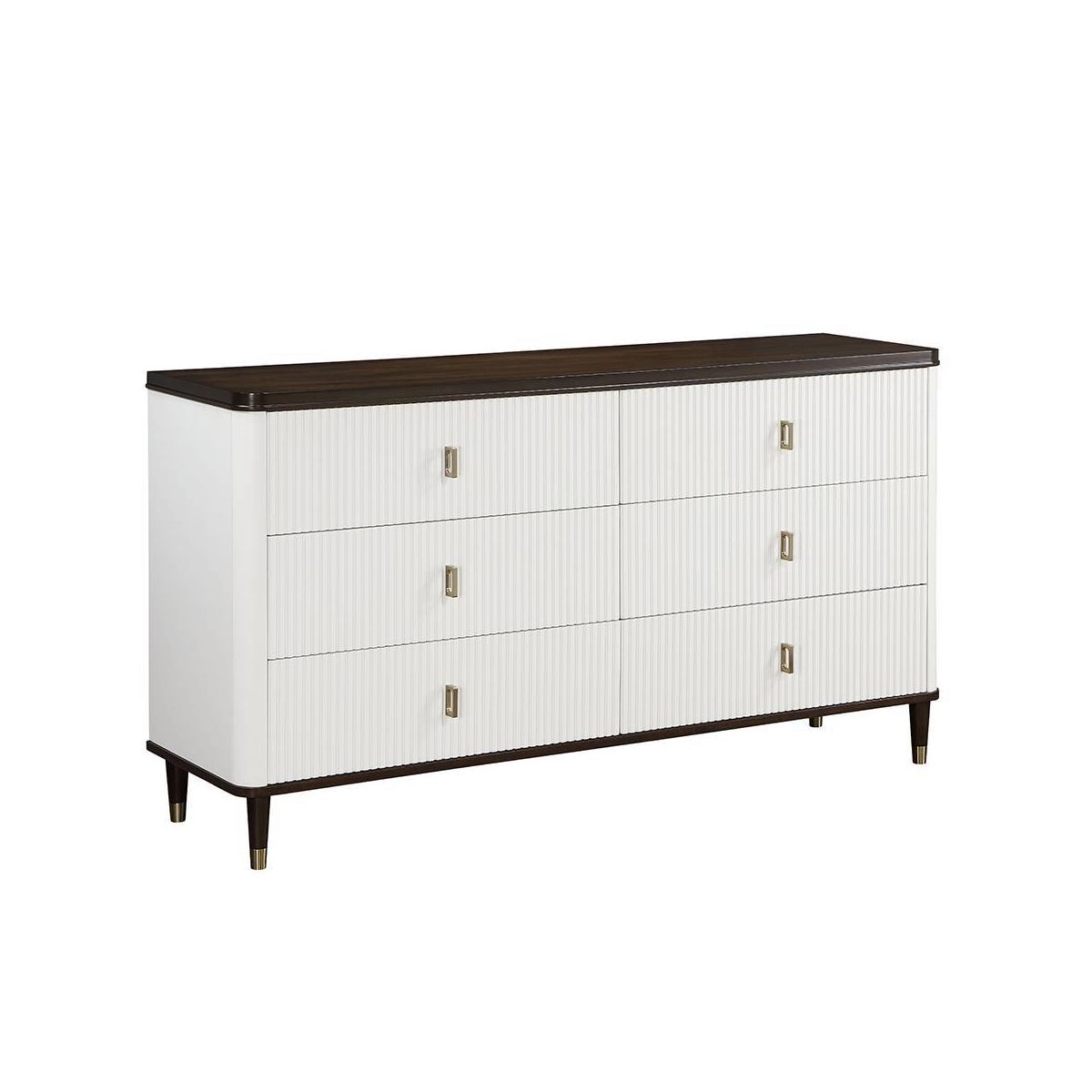 Acme Furniture 66.5" Carena Decorative Storage Drawer White & Brown Finish: 5-Drawer Wood Composite, No Assembly Required