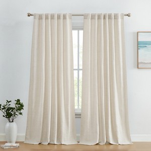 HLC.ME Easton Jacquard Slub Texture - Privacy Curtains with Back Tab Rod Pocket Window Curtains Panels, Set of 2 - 1 of 4