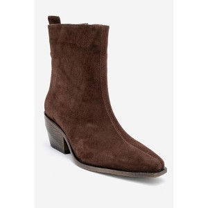 Lexia - Brown Suede Leather Western Boot (Women) brown suede 7 Forever & Always Shoes US - 1 of 4