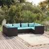 vidaXL Garden Lounge Set Black, Water blue PE rattan, Powder-coated steel - 2 of 4