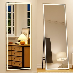 LED Full Length Mirror 71"*28" Dimming & 3 Color Modes Wall Mounted and Floor Mirror - 1 of 4