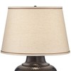 Barnes and Ivy Rustic Farmhouse Table Lamp 27 1/4" Tall with USB Dimmer Bronze Hammered Beige Drum Shade for Bedroom Living Room House Home Bedside - 4 of 4