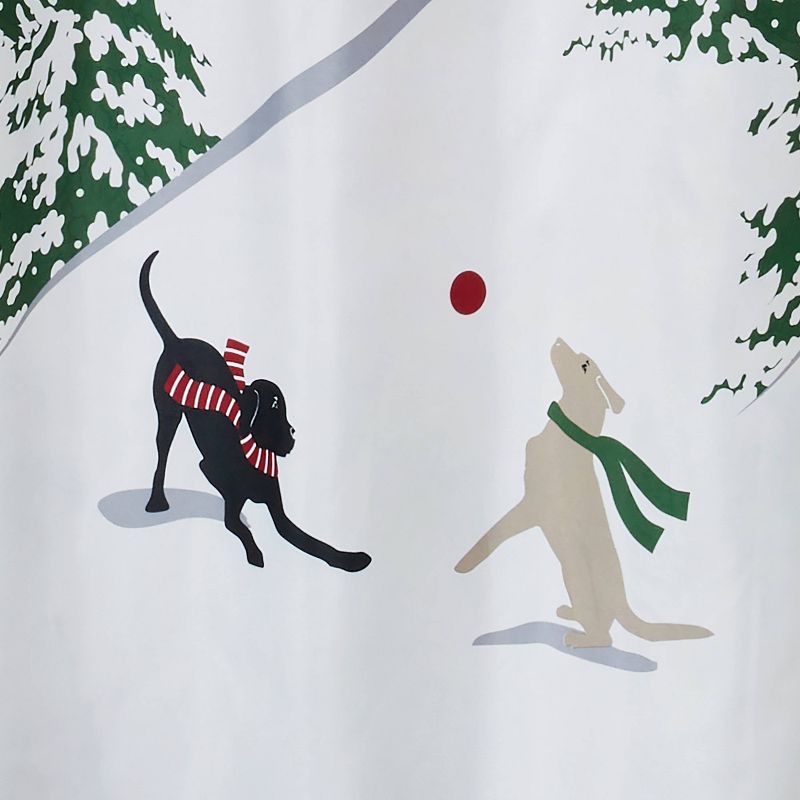 Winter Dogs Shower Curtain and Hook Set Red - SKL Home, 4 of 8