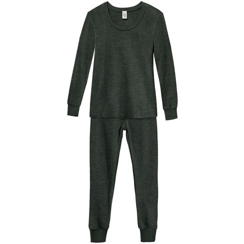 City Threads USA-Made Women's Soft & Cozy Thermal 2-Piece Long Johns |  Black - XS