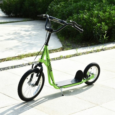 Green Adjustable Steel Frame Youth Kick Scooter with Dual Brakes