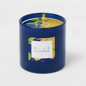 3-Wick 28oz Glass Wildflowers Candle Blue - Opalhouse™