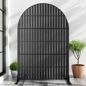 PexFix 72 in. x 47 in. Arched Outdoor Metal Privacy Screen Garden Fence in Black - 1 of 4