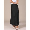 INSPIRE CHIC Women's Satin High Waisted Elastic Waistband Casual Flowy Elegant Maxi Skirt - 3 of 4