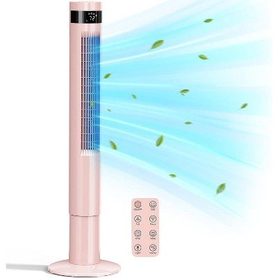 R.W.FLAME 43-Inch Tower Fan, Quiet Bladeless Oscillating Fan with Remote Control, 3-Speed Settings, Built in 12h Timer LED Display Compact Fans