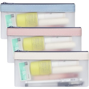 Fmeida 3 Pieces Pencil Case Set, Clear Exam Pencil Pouch, Nylon Mesh Zipper Pen Case Bag Black - 1 of 4