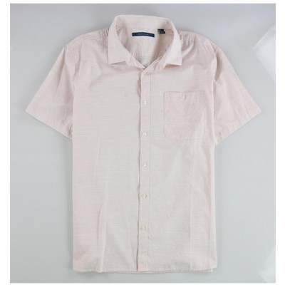 Perry Ellis Mens Dobby Print Button Up Shirt, Pink, Medium