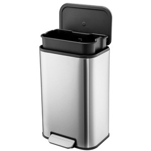 TackView 8 Gal Stainless Steel Kitchen Trash Can,Step On Rectangular Trash Can with Lid Foot Pedal & Inner Bucket,30 L Garbage Can - 1 of 4