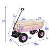 FURNIinspire Wheelbarrows And Lawn Carts Outdoor Wagon Pulling Air Tires Garden Cart, Lawn Cart With Pull Handle, Pink, 39“*19"*20" - 3 of 4