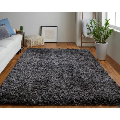 Handmade Black Tufted Synthetic 8' x 10' Area Rug