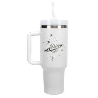 Elanze Designs Saturn Planet Rings Galactic Stars 40 oz. Stainless Steel, Large Water Bottle Coffee Mug, Spill & Leak Resistant, Thermal Travel