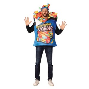 Imposta Costumes Adult Sour Gummy Worms Costume Bodysuit One Size - 1 of 3
