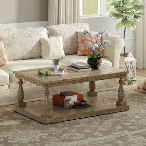 2 Tier Coffee Table, 45" Rectangular Center Table with Storage Shelf, Wooden Sofa Side Table, TV Stand End Table for Living Room Bedroom Office - 1 of 4