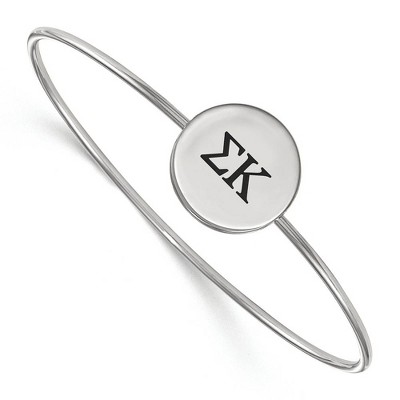Black Bow Jewelry Sterling Silver Sigma Kappa Greek Life Bangle Bracelet 8 Inch