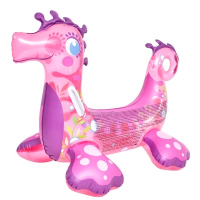 Pool Central 46.5" Pink Seahorse Inflatable Ride-On Pool Float