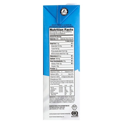 Rice Milk Nutrition Label - Pensandpieces