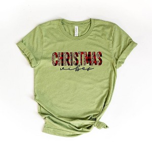 Simply Sage Market Women's Leopard Plaid Christmas Vibes Short Sleeve Graphic Tee - 1 of 4