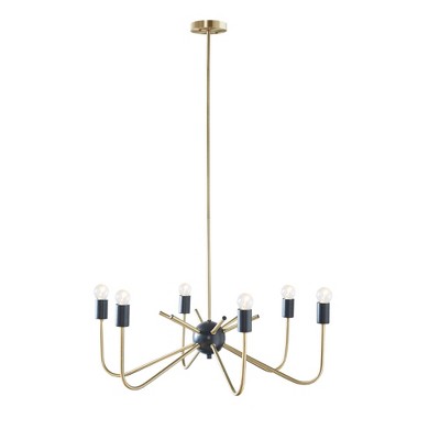 Alexis Two-Tone Antique Brass & Black 6-Light Chandelier