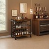 Jojoka 3-Tier Industrial Bar Cart with Wine Rack, Glass Holder, and Removable Tray - 4 of 4