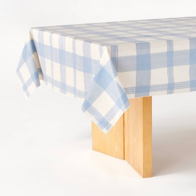 60"x84" Oiled Tablecloth Blue Plaid - Threshold™ designed with Studio McGee: Wipeable, Classic Pattern, OEKO-TEX Certified
