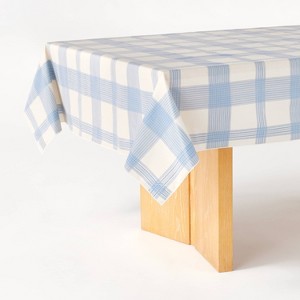 60"x84" Oiled Tablecloth Blue Plaid - Threshold™ designed with Studio McGee: Wipeable, Classic Pattern, OEKO-TEX Certified - 1 of 3