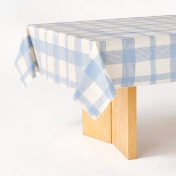 60"x84" Oiled Tablecloth Blue Plaid - Threshold™ designed with Studio McGee