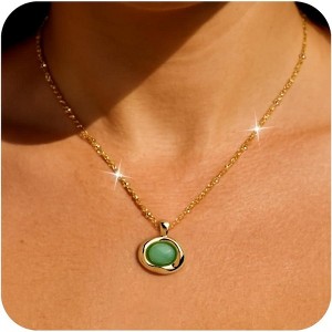 Statement Gemstone Necklace Gold Plated Chunky Dangle Wedding Jewelry Peridot Green - 1 of 4