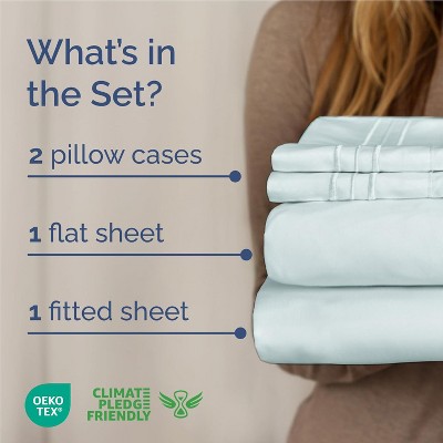 Ice Blue Queen Deep Pocket Microfiber Sheet Set