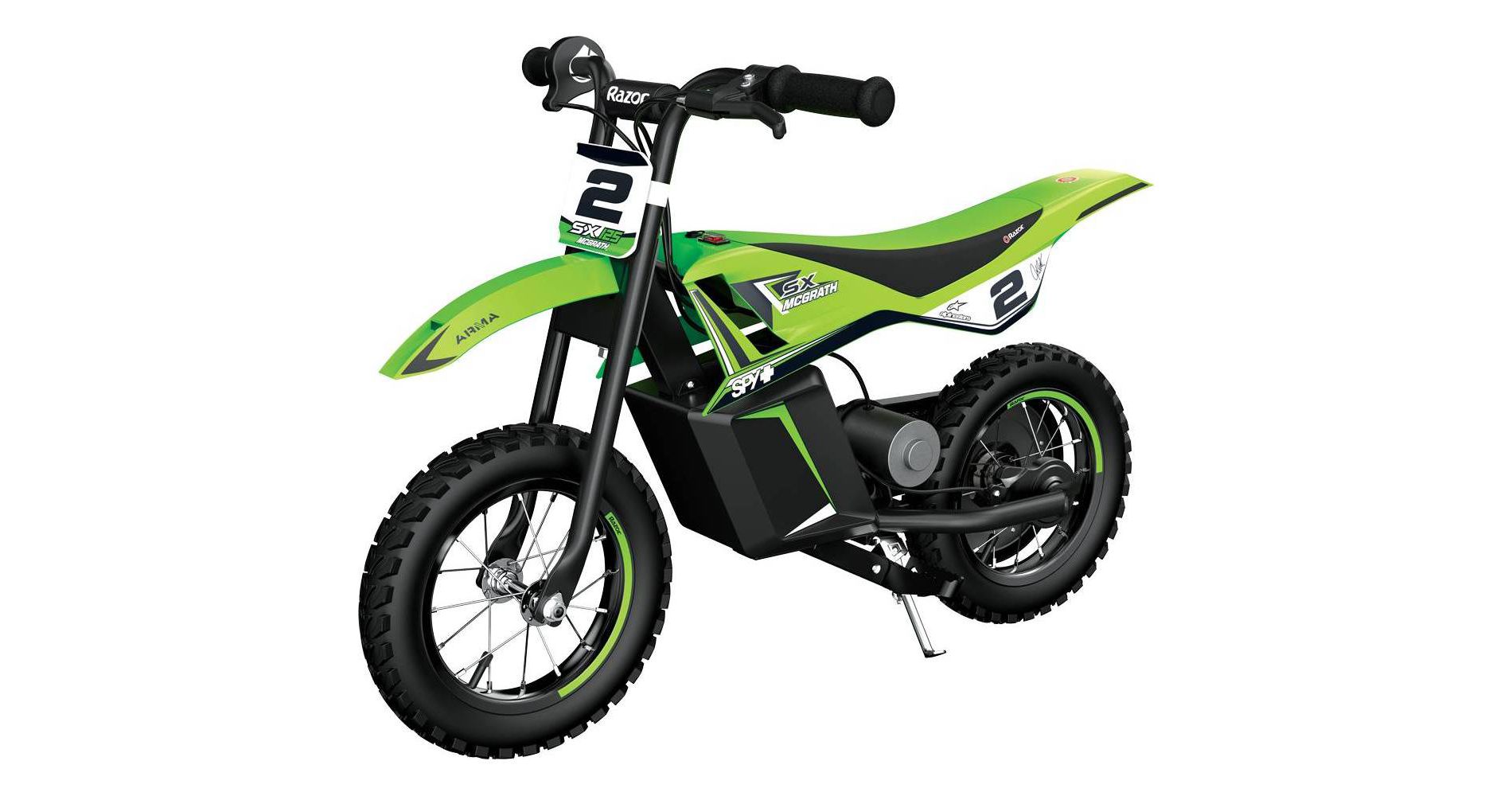 Razor SX125 12V(100W) McGrath Dirt Electric Bike - Green: Steel Frame, 12.5" Wheels