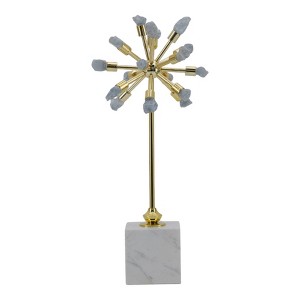 Decorative Starburst Statue with Blue Stone Accent and Marble Base, Elegant Tabletop Sculpture for Living Room, Entryway, Centerpiece, or Office Decor - 1 of 4