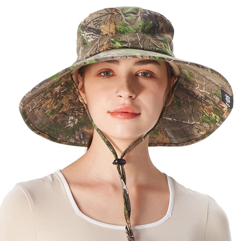 Tirrinia Camo Wide Brim Women UV Sun Protection Hat for Outdoor Garden Hiking Safari, 1 of 7
