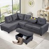 Reversible Sectional Sofa With Storage Ottoman 1100lbs Weight Capacity Rivet Ornament L-Shape Couch Living Room Furniture - 2 of 4