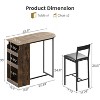 3-Piece Bar Table and Chairs Set with Storage Shelf - Ideal for Small Spaces, Brown - 2 of 4