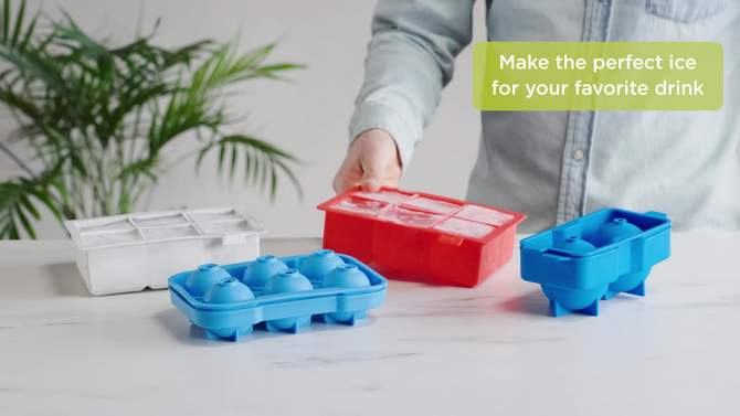 True Sphere Ice Tray, Dishwasher-Safe Silicone Ice Mold, Makes 6 Ice Spheres, Blue, 2 of 8, play video