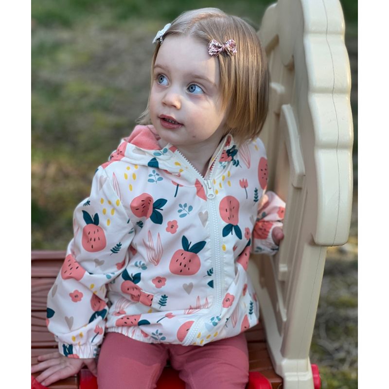 Rokka&Rolla Toddler Girls' Fleece Lined Full Zip Windbreaker Rain Jacket, 3 of 11