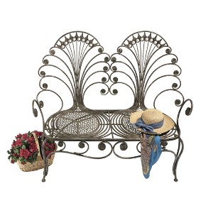 Design Toscano Grand Peacock Metal Garden Loveseat Bench - 1 of 4