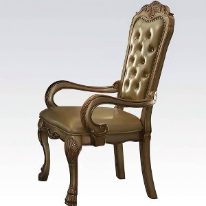 2pc 25" Dresden PU Chairs Bone White/Gold Patina - Acme Furniture - 1 of 4
