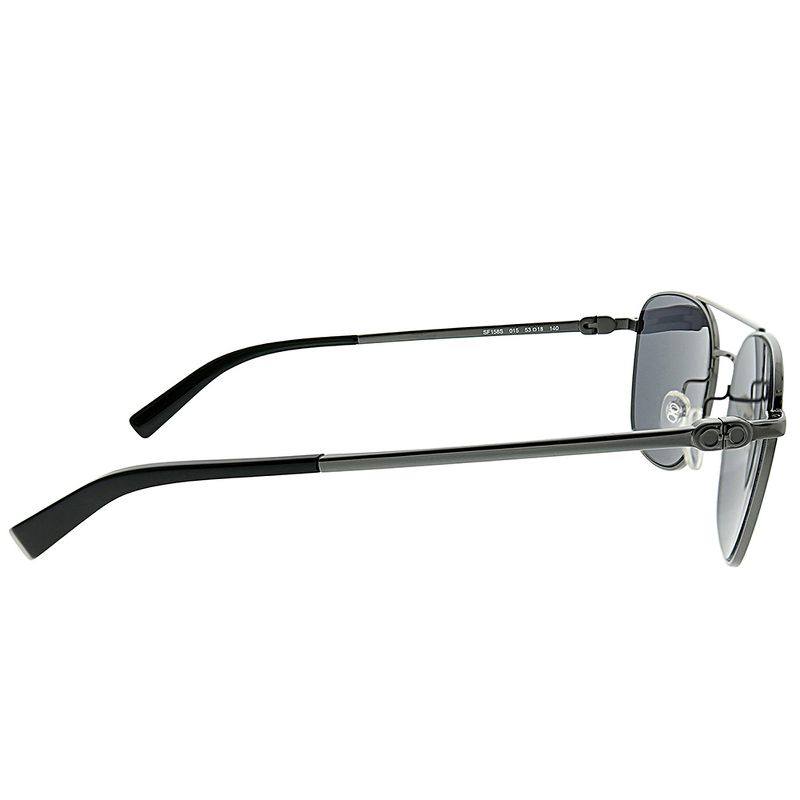 Salvatore Ferragamo  015 Unisex Square Polarized Sunglasses Dark Gunmetal 53mm, 3 of 4