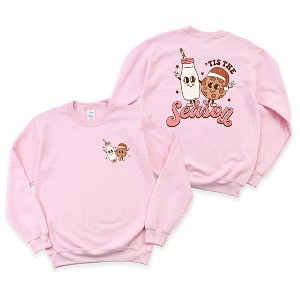 Simply Sage Market Women's Graphic Sweatshirt Tis The Season Milk and Cookies Front and Back - 1 of 4