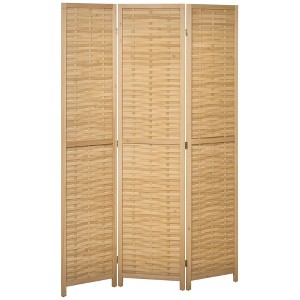 HOMCOM Room Divider, 5.5' Tall Bamboo Portable Folding Privacy Screens, Hand-Woven Double Side Partition Wall Dividers for Home, Natural - 1 of 4