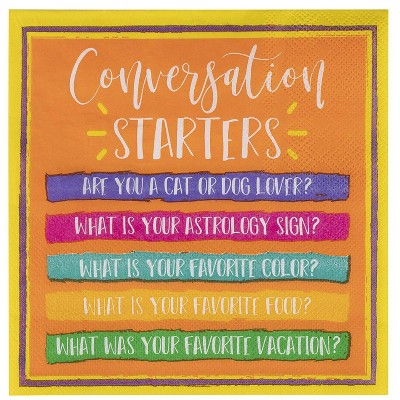 Juvale 100-Pack Conversation Starter Orange Disposable Paper Napkins Party Supplies 6.5 x 6.5 In