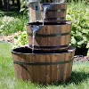 Sunnydaze 30"H Electric Wood Rustic Farmhouse Style 3-Tier Barrel Outdoor Water Fountain - image 2 of 4