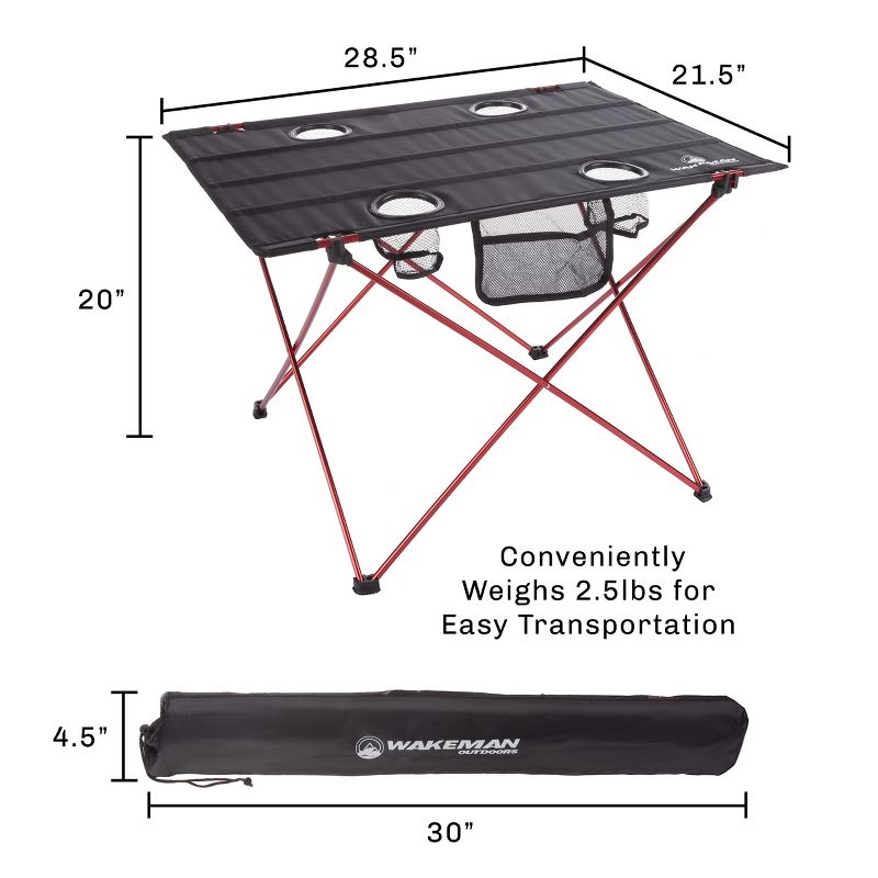 Leisure Sports Outdoor Folding Camp Table With Carry Bag - Black, 2 of 9