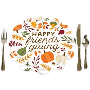 Big Dot of Happiness Fall Friends Thanksgiving - Friendsgiving Party Round Table Decorations - Paper Chargers - Place Setting For 12 - 1 of 4
