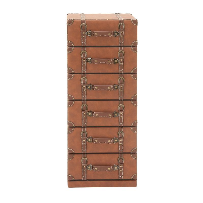 Traditional Faux Leather 6 Drawer Chest Camel Brown - Olivia &#38; May, 4 of 21